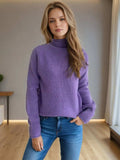 Turtleneck Long Sleeve Sweater - Trendsi - Flyclothing LLC
