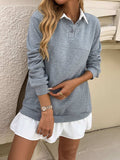 Devine Ruffle Hem Long Sleeve Mini Dress - Trendsi - Flyclothing LLC