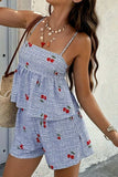 Floral Gingham Print Cami and Shorts Two-Piece Set - Trendsi - Flyclothing LLC