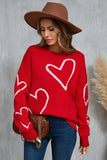 Angel Wings Heart Dropped Shoulder Long Sleeve Sweater - Trendsi - Flyclothing LLC