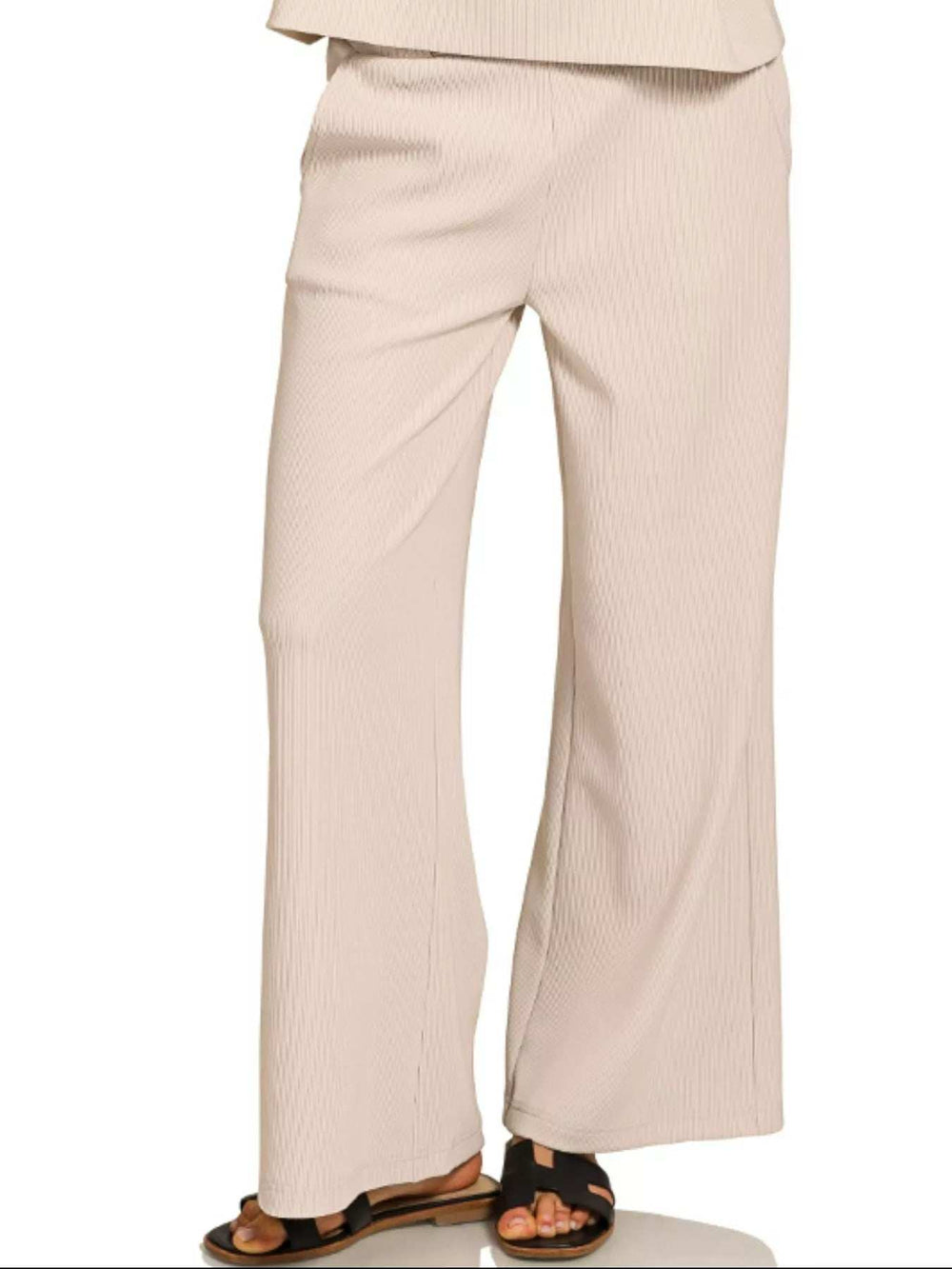 Zenana Ribbed Round Neck Tee & Pants Set - Trendsi - Flyclothing LLC