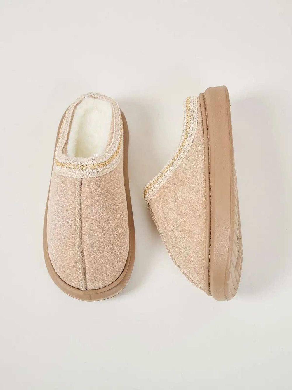Faux Fur Suede Platform Slippers - Trendsi - Flyclothing LLC