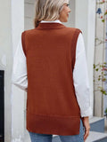 Buttoned Round Neck Sweater Vest - Trendsi - Flyclothing LLC