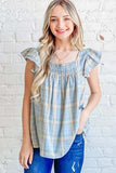 And The Why Plaid Print Smocked Detail Ruffle Baby Doll Top - Trendsi - Flyclothing LLC