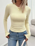 Round Neck Long Sleeve T-Shirt - Trendsi - Flyclothing LLC