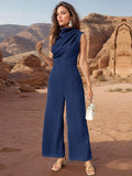 Ruched Mock Neck Sleeveless Jumpsuit - Trendsi - Flyclothing LLC
