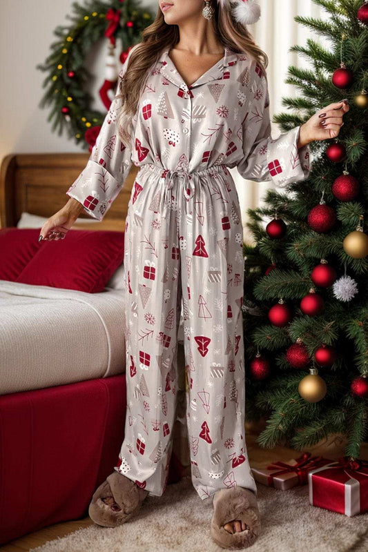 Printed Long Sleeve Top and Pants Lounge Set - Trendsi - Flyclothing LLC
