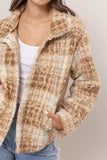 HYFVE Plaid Collared Neck Boucle Jacket with Pockets - Trendsi - Flyclothing LLC