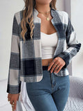 Plaid Open Front Long Sleeve Jacket - Trendsi - Flyclothing LLC