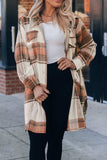 Pocketed Plaid Collared Neck Shacket - Trendsi - Flyclothing LLC