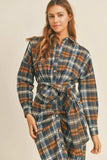 Mable Plaid Flannel Front Tie Button Down Shirt Dress - Trendsi - Flyclothing LLC