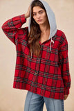 BiBi Brushed Plaid Hooded Jacket - Trendsi - Flyclothing LLC