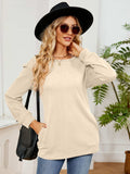 Ruched Shoulder Round Neck Long Sleeve Sweatshirt - Trendsi - Flyclothing LLC