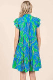 Mittoshop Leaf Print Ruffle Sleeve Tiered Mini Dress - Trendsi - Flyclothing LLC