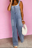 Wide Strap Denim Overalls with Pockets - Trendsi - Flyclothing LLC