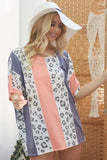 BiBi Leopard Stripe Printed French Terry Oversized Top - Trendsi - Flyclothing LLC