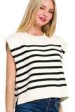 Zenana Oversized Crew Neck Stripe Sweater Vest - Trendsi - Flyclothing LLC