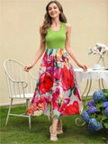 Printed Round Neck Sleeveless Dress - Trendsi - Flyclothing LLC