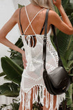 Tassel Openwork Spaghetti Strap Cover Up Dress - Trendsi - Flyclothing LLC