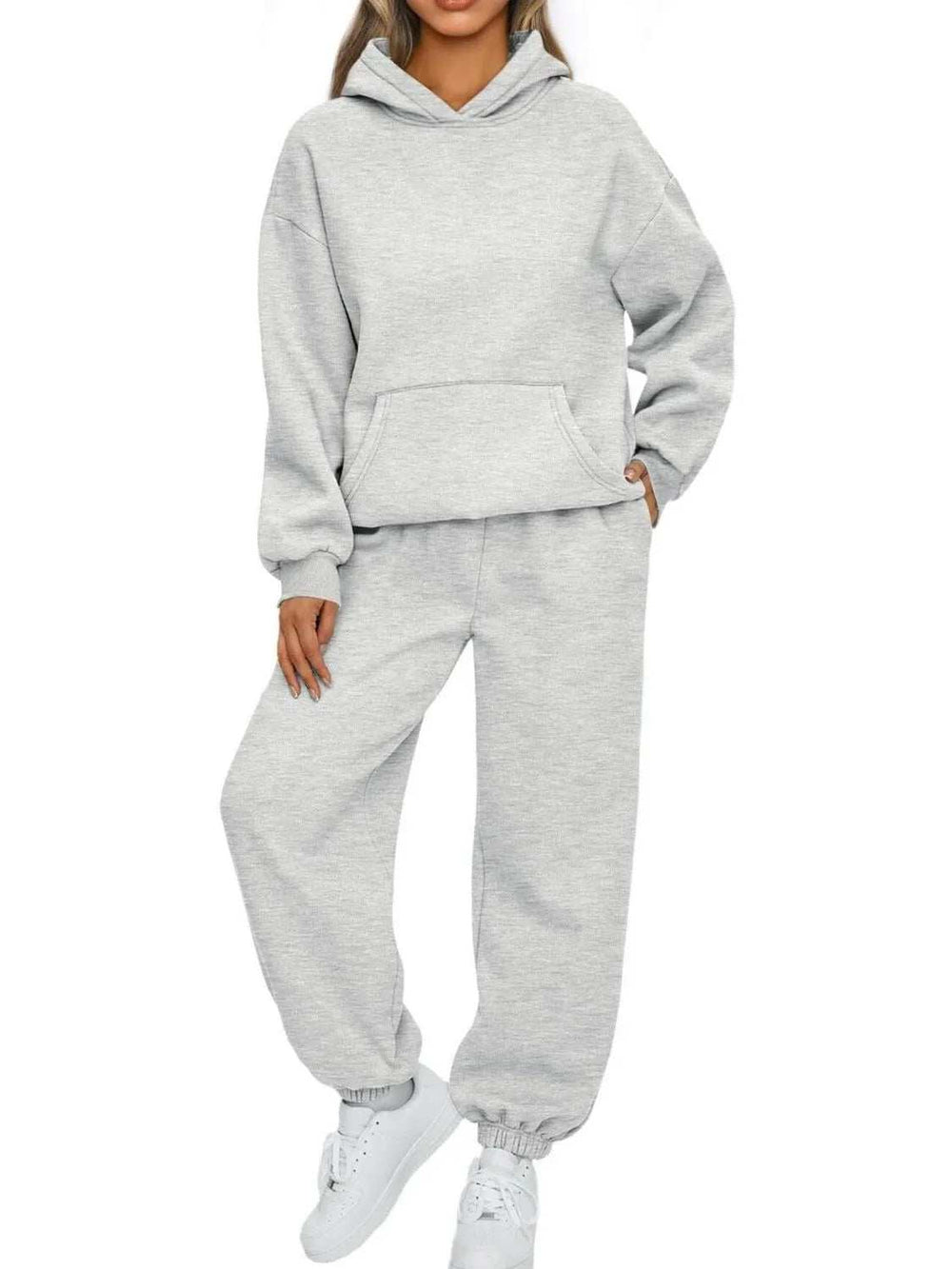 Full Size Kangaroo Pocket Hoodie and Joggers Set Plus Size - Trendsi - Flyclothing LLC