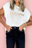 YEEHAW Stitch Edge Crew Neck Knit Top - Trendsi - Flyclothing LLC