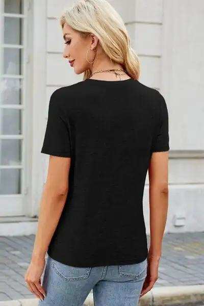 Round Neck Short Sleeve T-Shirt - Trendsi - Flyclothing LLC