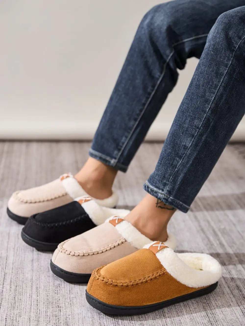 Contrast Round Toe Flat Slippers - Trendsi - Flyclothing LLC
