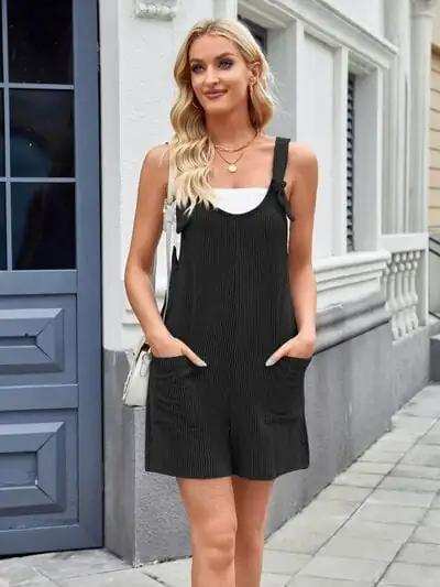 Lovelet Knotted Wide Strap Scoop Neck Overalls - Trendsi - Flyclothing LLC