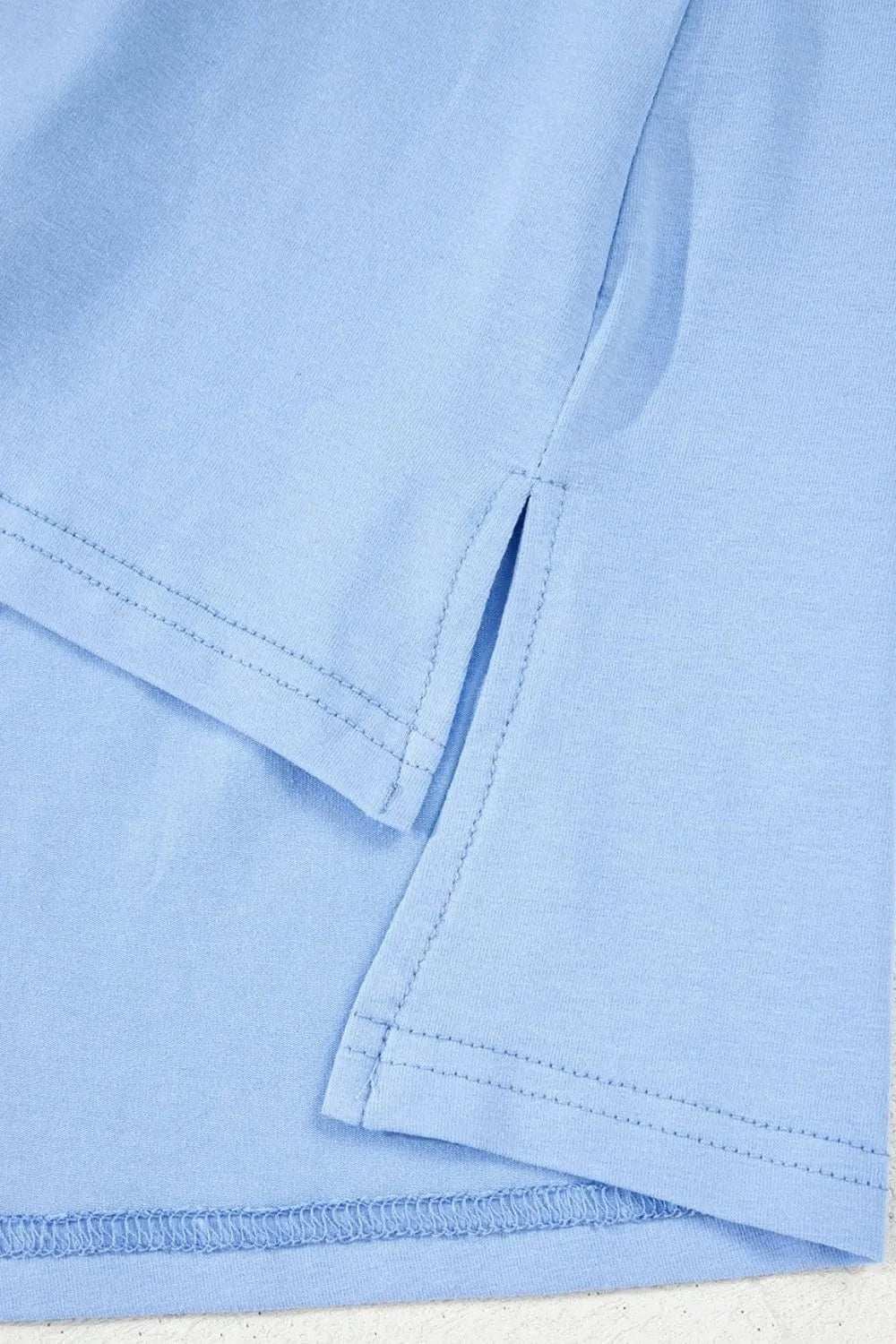 Loose Half Sleeve Hi Low Hem T Shirt - Trendsi - Flyclothing LLC