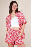VERY J Full Size Tropical Printed Shirt Top and Shorts Set Plus Size - Trendsi - Flyclothing LLC