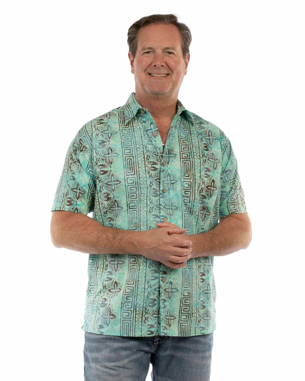 farthest point teal 100% cotton batik shirt - Scully Leather - Flyclothing LLC