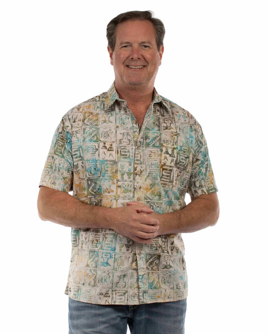 farthest point tan 100% cotton batik shirt - Scully Leather - Flyclothing LLC