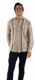 farthest point earth 100% cotton l/s stripe shirt western yokes/snaps - Scully Leather - Flyclothing LLC
