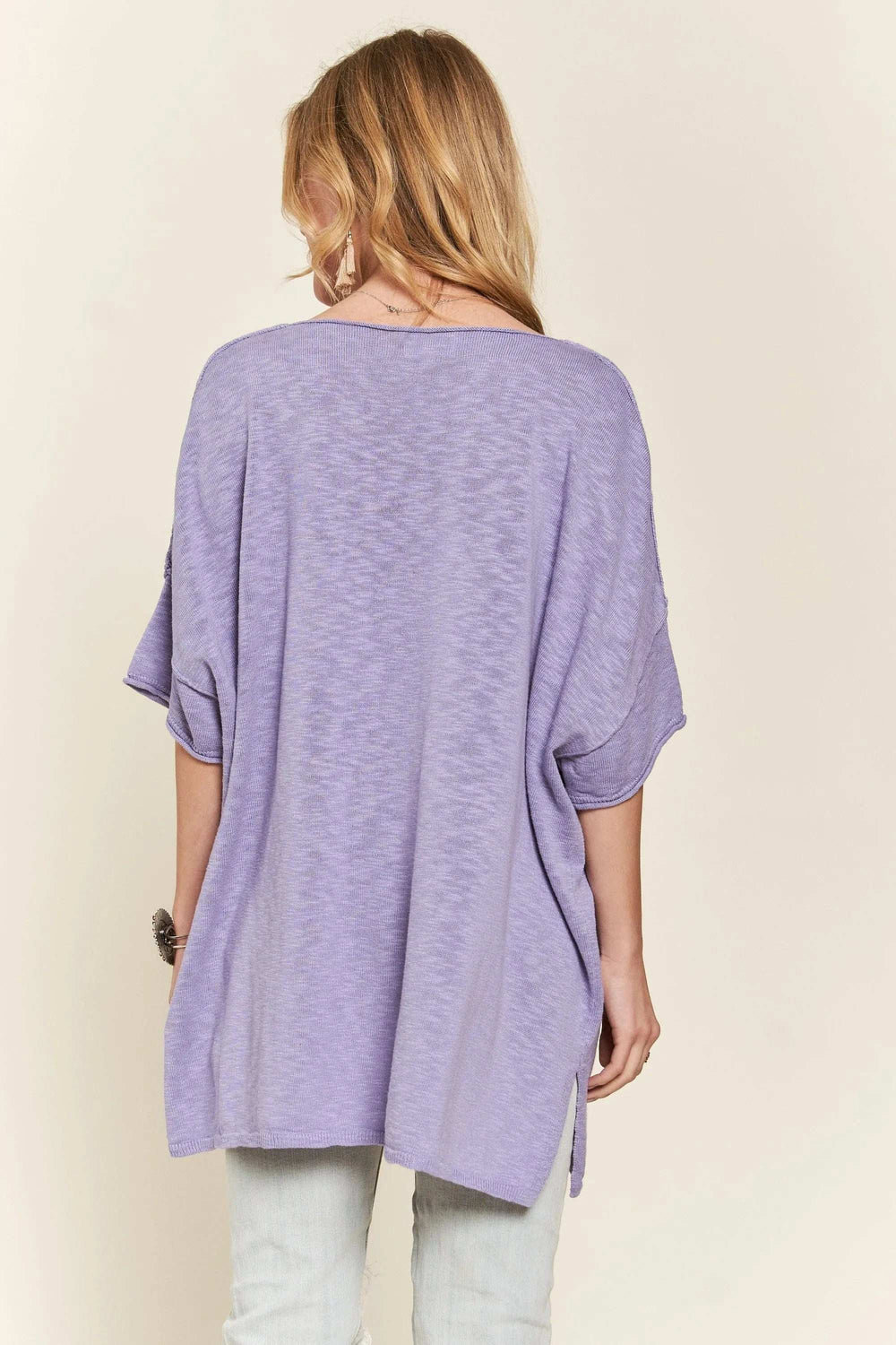 ADORA Drop Shoulder Loose Fit Knit Tunic Top - Trendsi - Flyclothing LLC