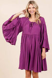 Mittoshop Frill Tie Neck Bell Sleeve Dress - Trendsi - Flyclothing LLC