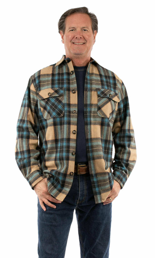 Farthest Point 70% wool 30% rayon Tan Heavy weight wool blend flannel - Scully Leather - Flyclothing LLC