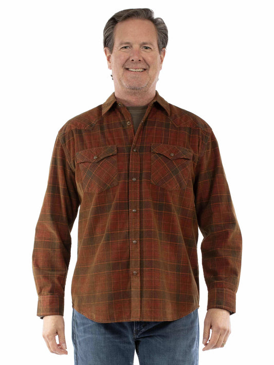 Farthest Point 100% cotton Red Western corduroy shirt - Scully Leather - Flyclothing LLC