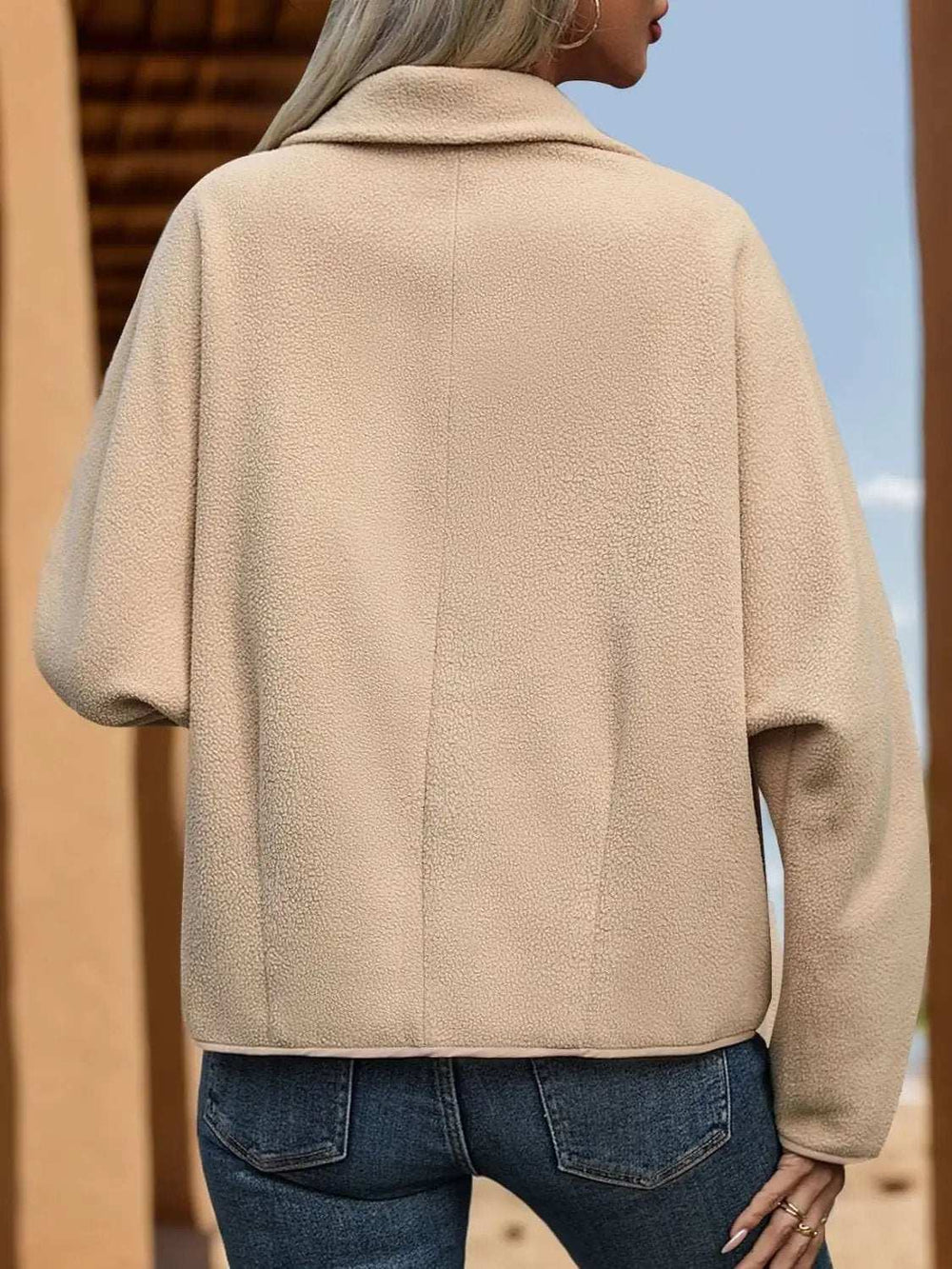 Pocketed Toggle Collared Neck Coat - Trendsi - Flyclothing LLC