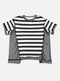 Full Size Contrast Stitching Striped Round Neck T-Shirt - Trendsi - Flyclothing LLC