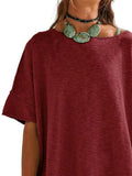 Oversized Round Neck Drop-Shoulder T-Shirt - Trendsi - Flyclothing LLC