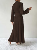 Tie Waist Long Sleeve Dress - Trendsi - Flyclothing LLC