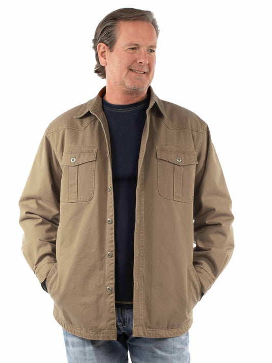 Scully Leather Brown Sherpa Lined Canvas Jacket - Scully Leather - Flyclothing LLC