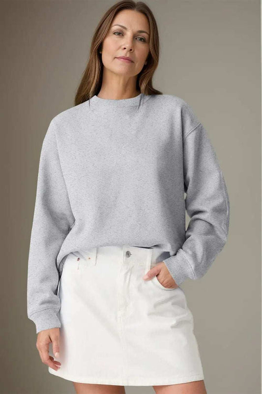 Round Neck Long Sleeve Sweatshirt - Trendsi - Flyclothing LLC
