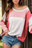 Exposed Seam Leopard Color Block Round Neck Top - Trendsi - Flyclothing LLC
