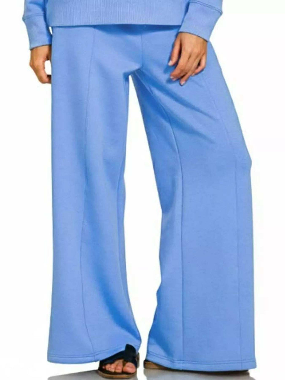 Zenana Scuba Collared Pullover and Pants Set - Trendsi - Flyclothing LLC