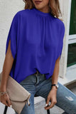 Tie Back Slit Half Sleeve Blouse - Trendsi - Flyclothing LLC