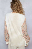 POL Exposed Seam Star Patch Thermal Top with Floral Sleeves - Trendsi - Flyclothing LLC