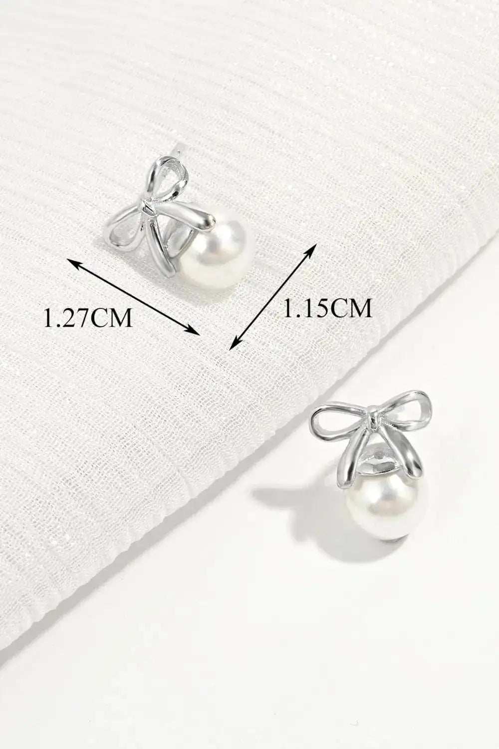925 Sterling Silver Pearl Bow Earrings - Trendsi - Flyclothing LLC