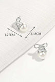 925 Sterling Silver Pearl Bow Earrings - Trendsi - Flyclothing LLC