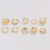10-Piece Alloy Geometric Ring - Trendsi - Flyclothing LLC